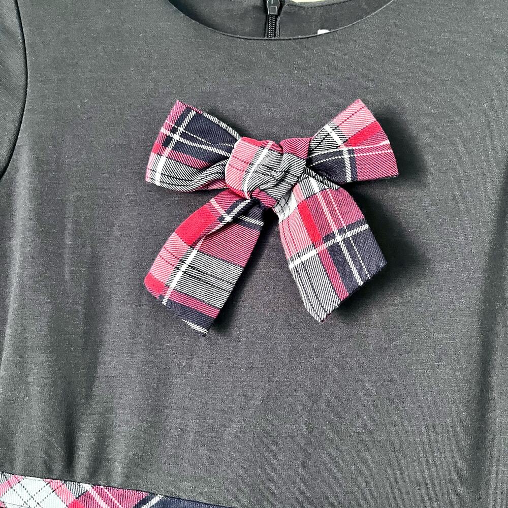Patachou girls navy holiday dress with plaid bow NWT size 12 - Picture 4 of 9